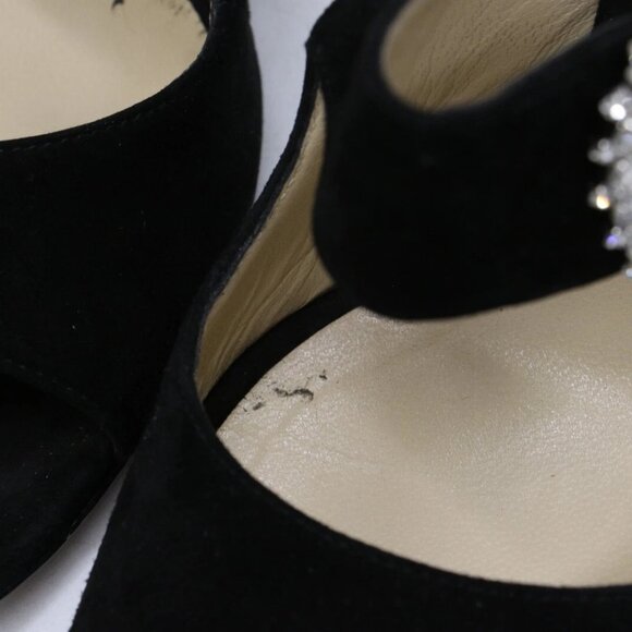 Jimmy Choo Saf 85 Crystal-Embellished Suede Sandals Size 39.5/US 9.5 - Picture 7 of 15